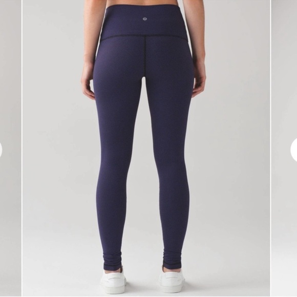Lululemon Wunder Under Pant (Hi-Rise) Teeny Check Black Cerulean Blue - Picture 1 of 10